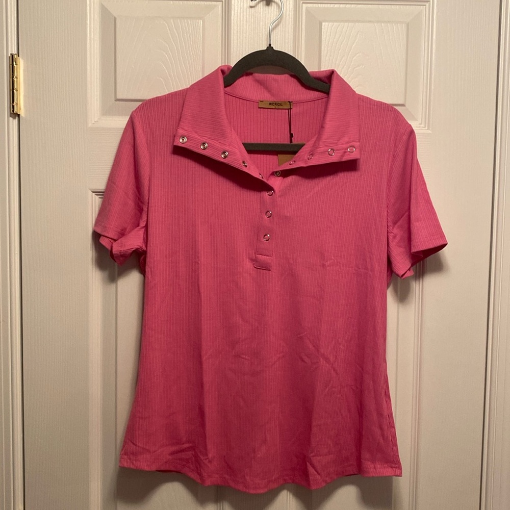 Mckol Pink Snap Front Top…size L